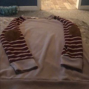 Stripe elbow patch tunic sweater